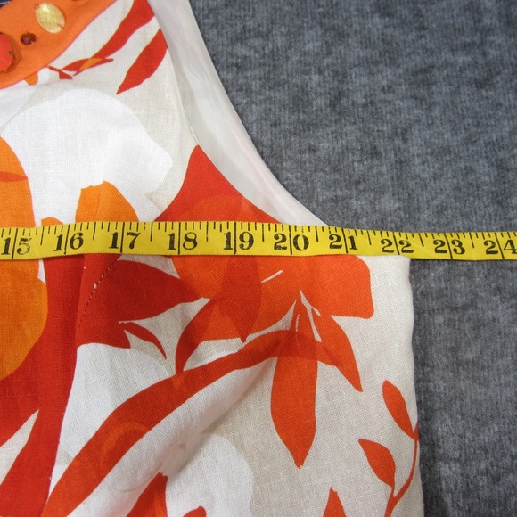 Jessica Howard Linen Shift Dress 16W Orange Floral Halter Beaded Y2k Tropical - Picture 4 of 9